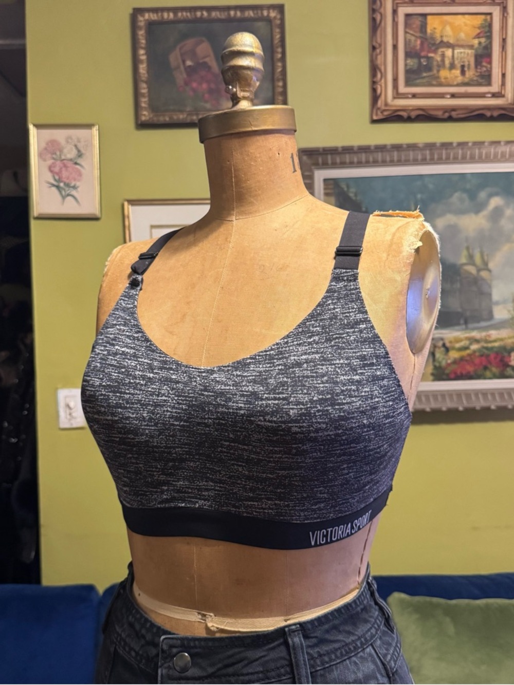 Heather Black Sports Bra